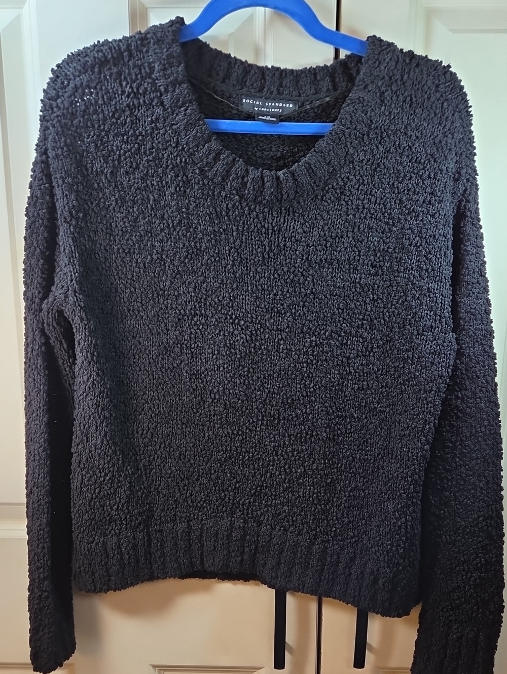 Social Standard Black Bouclé Crew Neck Sweater